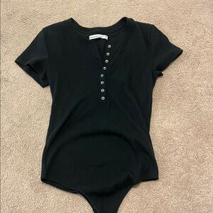 Abercrombie & Fitch Black Button-Down Bodysuit